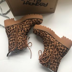 DIRTY LAUNDRY CHEETAH LACE UP BOOTS